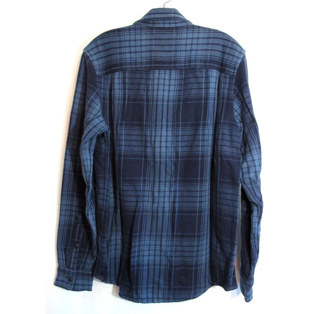 Outerknown Blue Plaid Shacket Long Sleeve Thick Button Down Shirt Size S NWT
